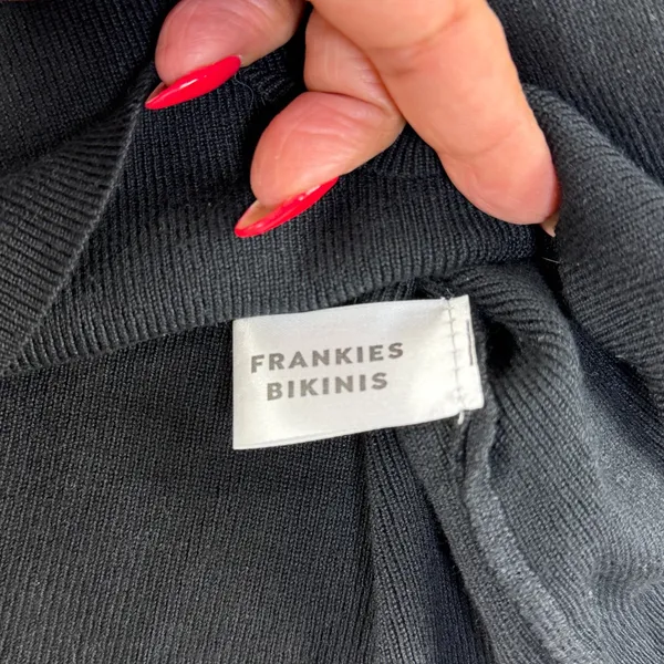 Frankies Bikinis Dolly Knit Mini Dress Women XL Black Halter O-Ring New LBD Y2K‎ - Image 7
