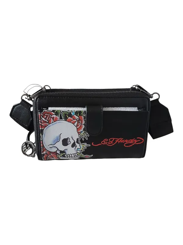 Ed Hardy Y2K Skull Print Crossbody Phone Wallet Bag - Image 11