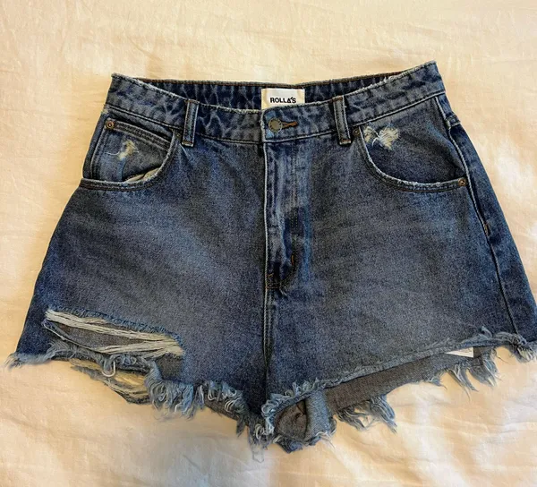 Rolla’s Dusters Medium Wash High Rise Distressed Denim Shorts - Image 3