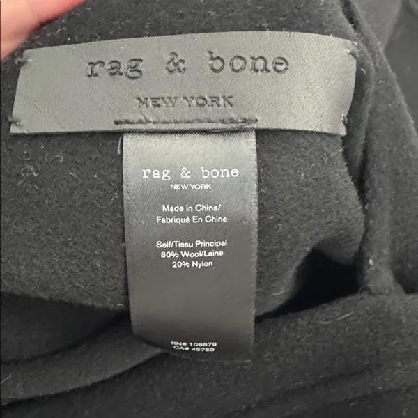 Rag & Bone Wool Blend Sven Reversible Coat black tie waist collared pea coat - Image 10