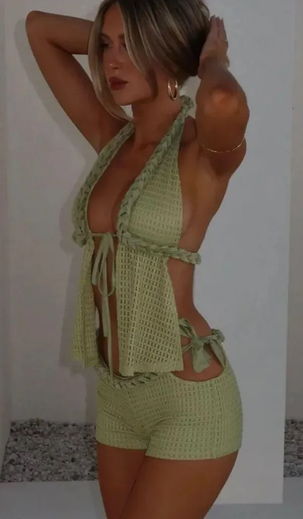 Outcast Clothing Benni Top Matcha Benni Shorts Matcha Set  - Image 2