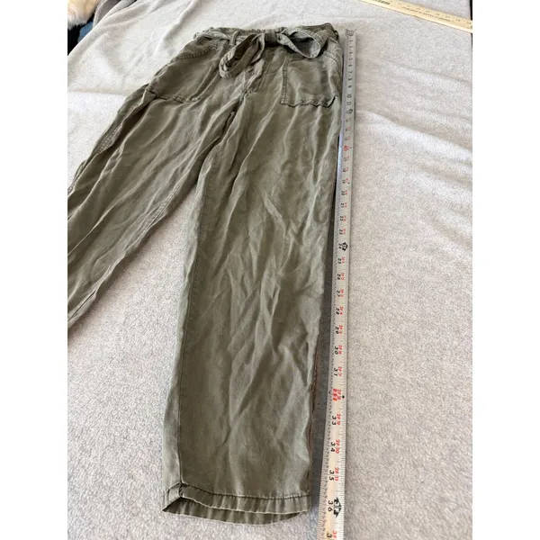 Abercrombie & Fitch Women S Olive Green Paperbag Waist Utility Tapered Pants Tie - Image 5