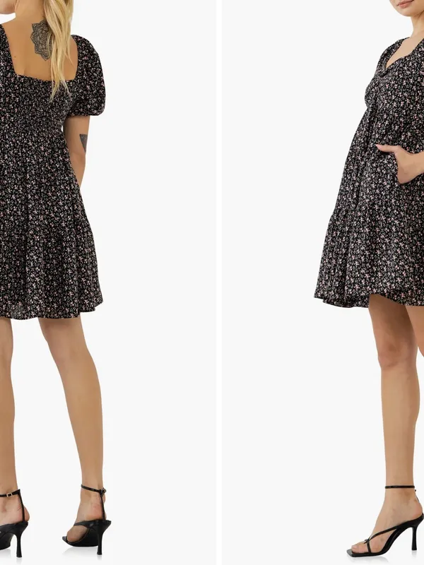 English Factory NWT Black Floral Puff-Sleeve Dress with Pink Flowers - Image 6