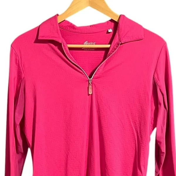 Bette & Court Swing Pink UPF 50 Quarter Zip Golf Top Moisture Wicking Large - Image 3
