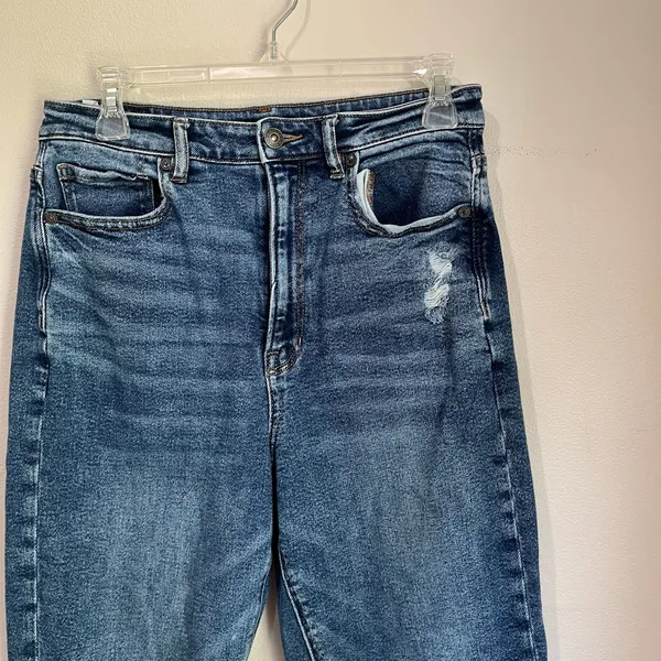 American Eagle Highest‎ Rise Mom Straight Leg Women's Blue Jeans Size 8 - Image 4