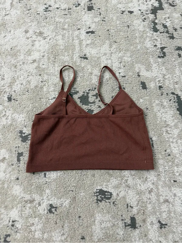 Abercrombie & Fitch Brown Ribbed Crop Tank Size Large - Image 2