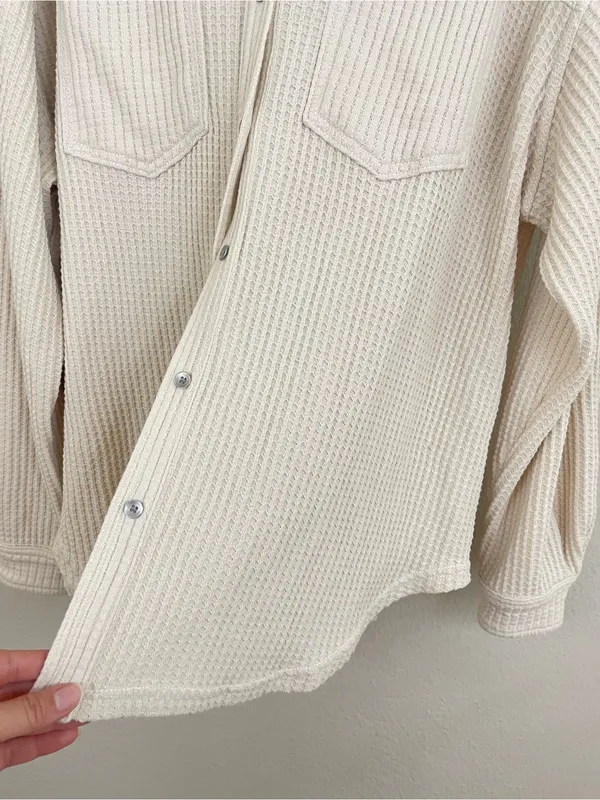 Aerie Cake Batter Anytime Fave Waffle Shirt Oversized Shacket‎ Size XS - Image 7