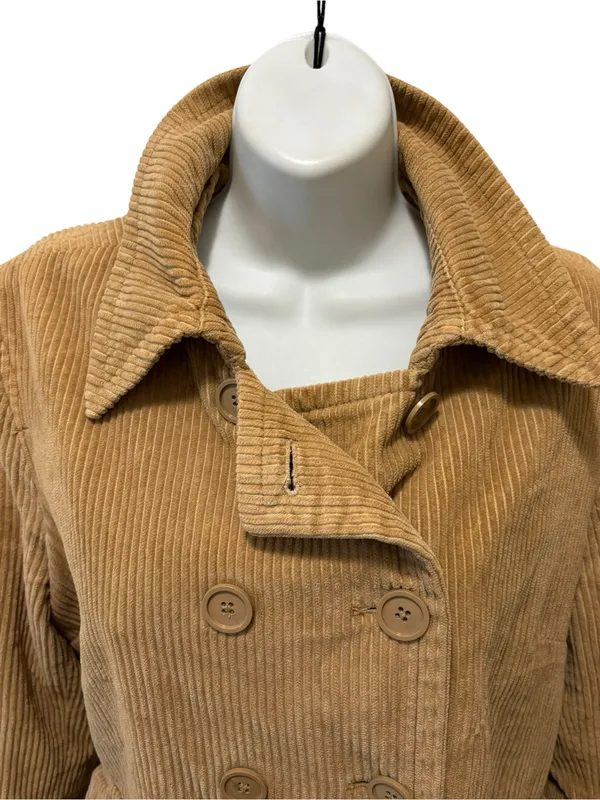 VTG Y2K Gap Double Breasted Relaxed Corduroy Utility Jacket Sz L Pockets Belt - Image 3