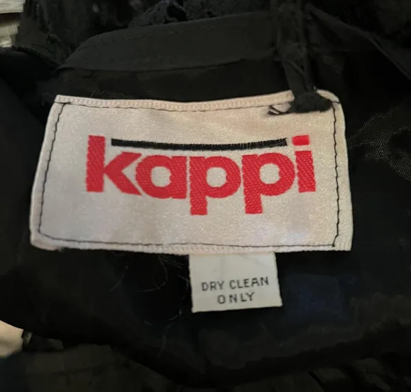 Vintage Kappi Dress Womens Small Black Lace Peplum Midi Cocktail Made USA 80s - Image 13