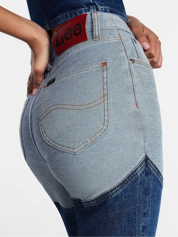 LEE Denim Chaps Jeans Two Tone Light Wash Dark Wash Butt Enhancing Stretch 0 NWT - Image 4