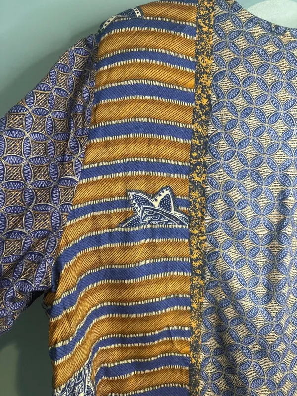 Vintage Adrian Jordan Boho Jacket XL Indigo Tribal Print Shoulder Pads 90s - Image 6