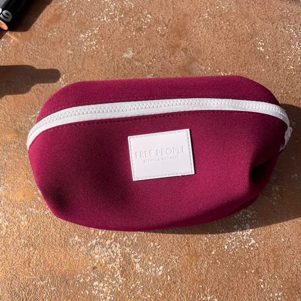 NEW free people maroon purple qutumn cosmetic / makeup bag with clip detail Travel vacation - Image 4