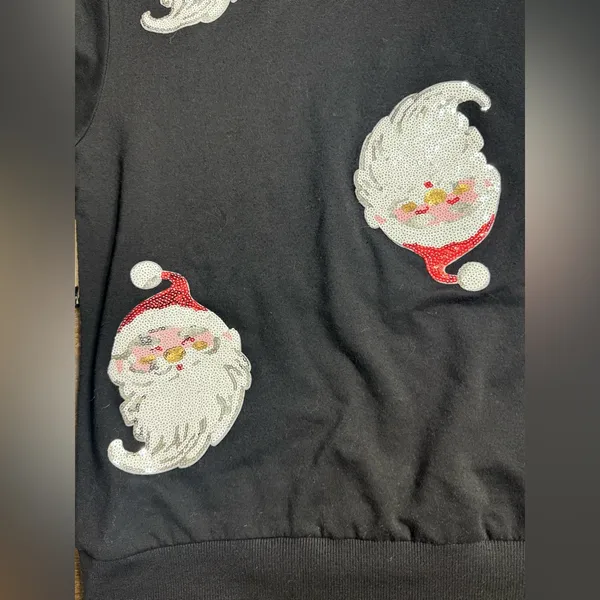 Black Santa Claus Sequined long sleeve top - Image 4
