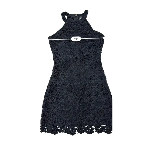 Lulu's Love Poem Black Crocheted Lace Dress SMALL Sunflower Pattern‎ LBD - Image 6