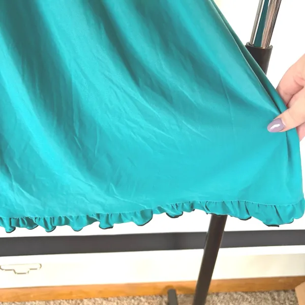 Y2K Babydoll Teal Mini Slip Dress Lolita Bows Ruffle Lingerie Kawaii Large - Image 5