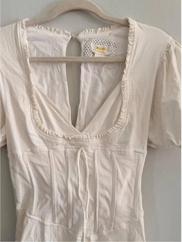 Maeve by Anthropologie Puff-Sleeve Corset Linen Midi Dress - Image 4