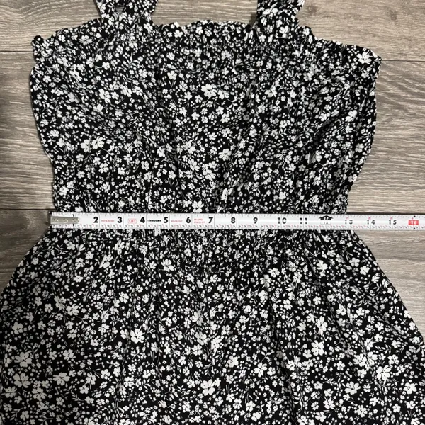 Blue Rair Women‎ Floral Jumpsuit Wide Leg Crop Tie Shoulder Smocked Waist Size L - Image 8