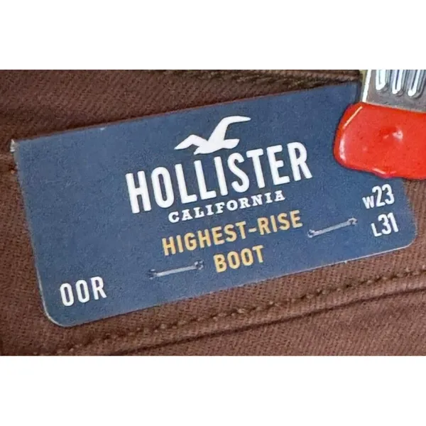 Hollister Women's Pants Highest-Rise Bootcut Leg Split Side Hem Brown‎ 23x31 NWT - Image 6
