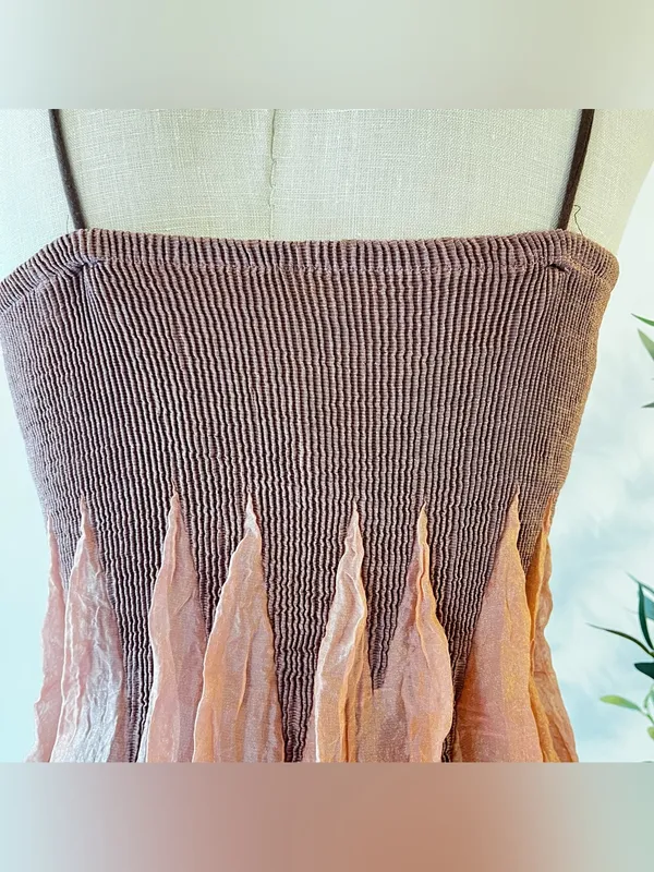 Y2k Lapis for Anthropologie Boho Dress mauve Dusty Rose Gauze Floral butterfly - Image 9