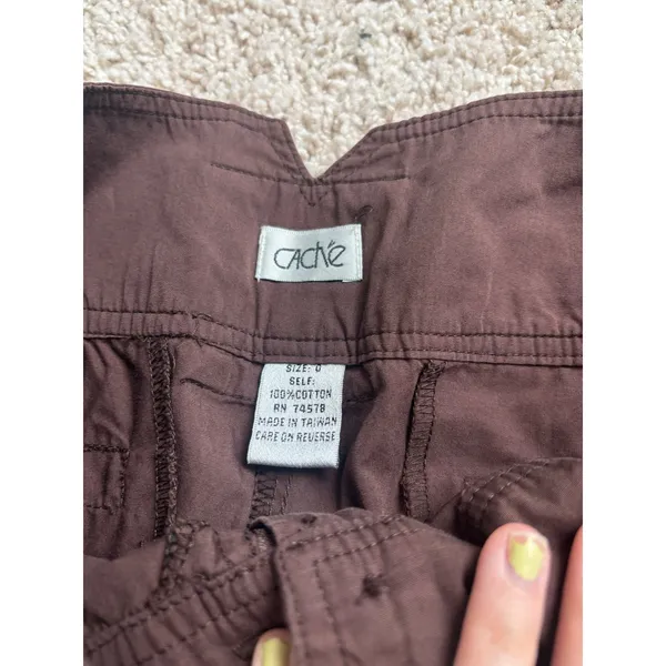 Y2K Cargo Utility Pants Cache Brown High‎ Waisted Cotton Straight Leg Trousers 0 - Image 7