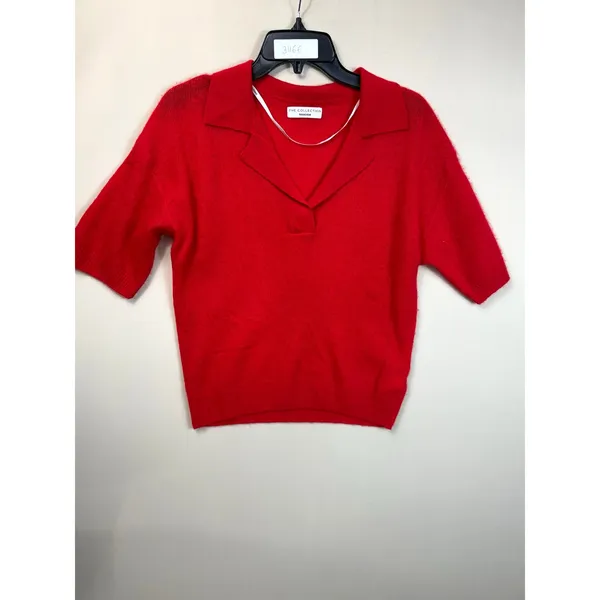 Naadam Cloud Red Cashmere Short Sleeve Polo Medium - Image 2