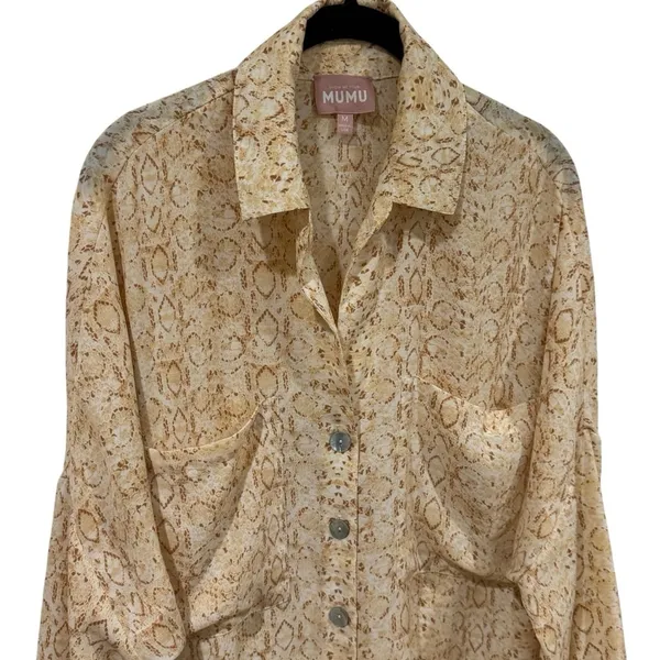 Show me Your Mumu Johns‎ Button Down Shirt in Desert Snake Beach Coastal Size M - Image 5