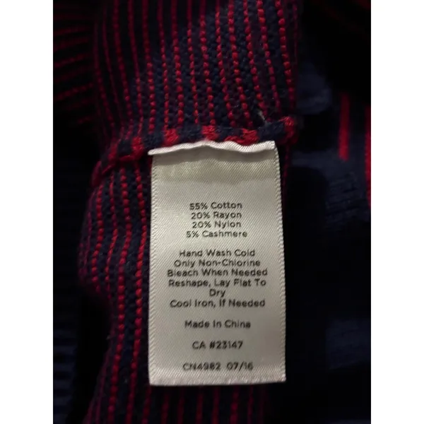 Talbots‎ Womens Navy Blue Red Striped Shoulder Zip Cashmere Blend Sweater Large - Image 6