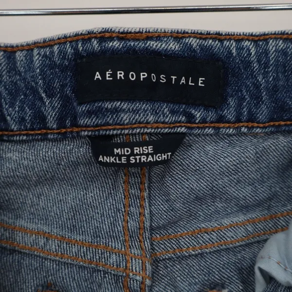 Aeropostale Mid Rise Ankle Straight Jeans Medium Wash Blue Denim Womens Size 2 - Image 3