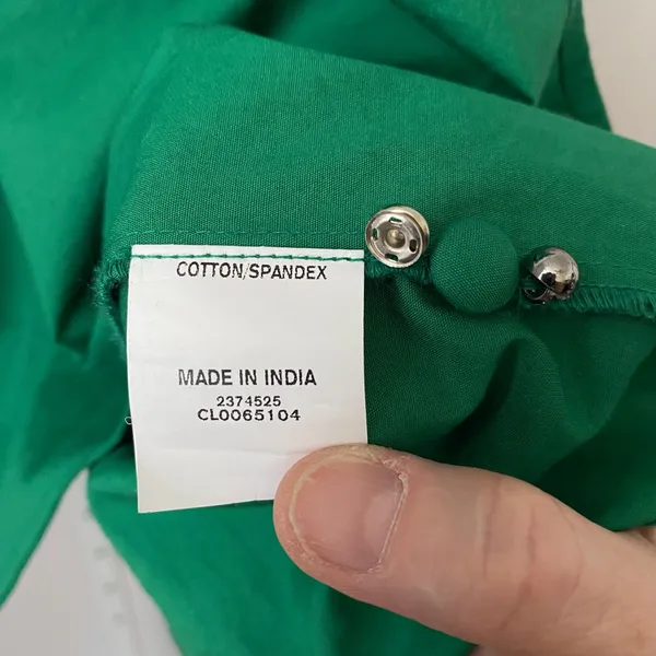 eShakti Cotton Quirky Academia Dainty Peter Pan Collar Fit Flare Dress 10 Green - Image 5