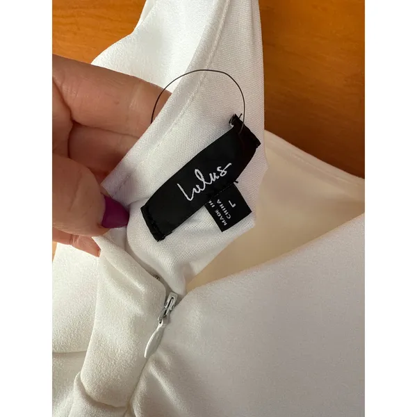 Lulus Moment Maker White Square Neck Trumpet Midi Dress Gala Wedding Large - Image 6