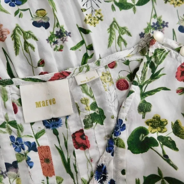 Anthropologie MAEVE Maya Floral Fluttered Top Blouse Strawberry Fruit Berries 2‎ - Image 13