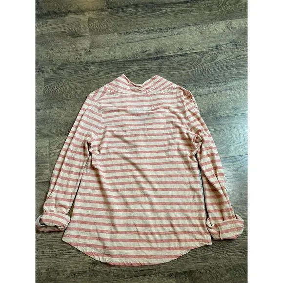 EUC Womens Pilcro And The‎ Letterpress Roll Tab Stripe Top 100% Cotton Size S - Image 2