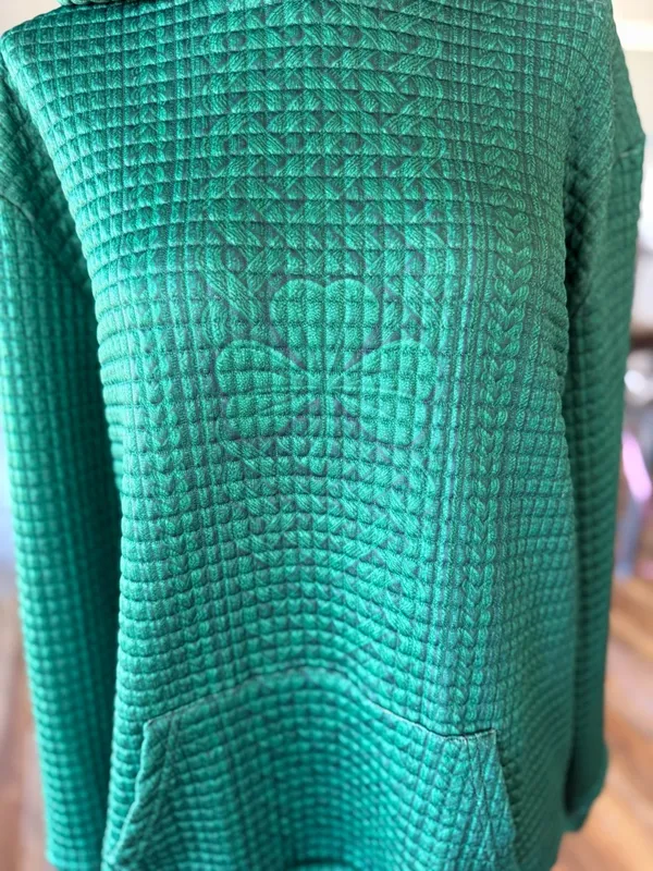 Women's NEW Dark Green Shamrock Hoodie with Kangaroo Pocket Size 2XL #260749 - Image 2