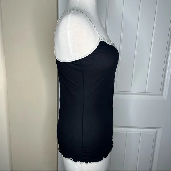 Black Lace Trim Cami Tank Top Womens Size XL Y2K Style Mesh Layering Whimsigoth - Image 4