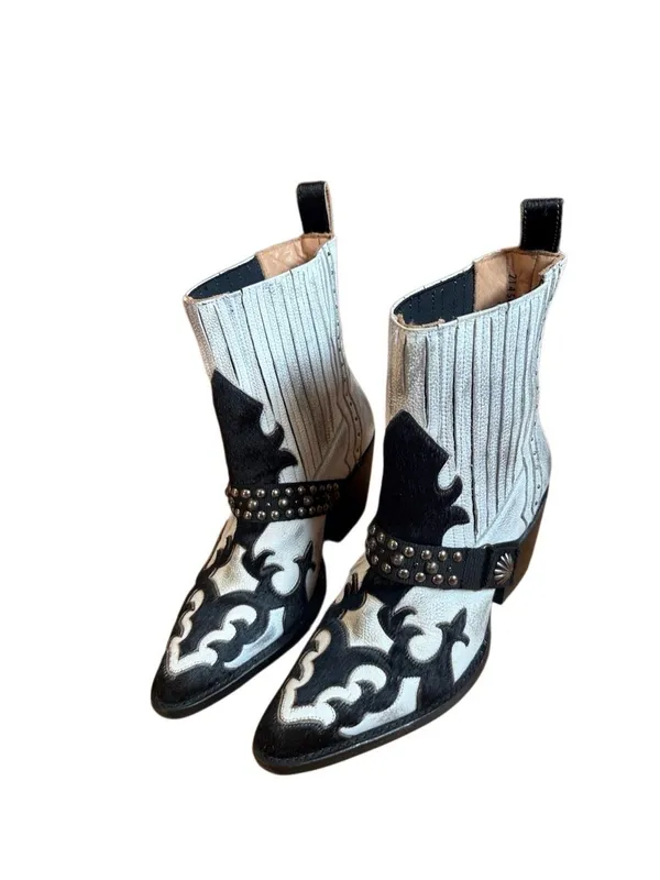 Mezcalero Dudi Black and White Leather Western Boot Size 7.5 - Image 8