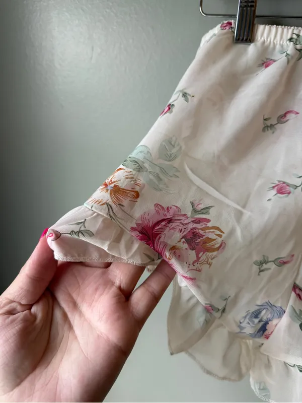 Floral Ruffle Lounge Shorts Romantic Cottagecore Pajama - Image 4
