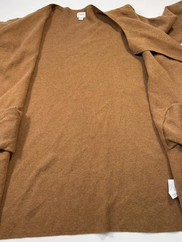 J. Crew 100% Cotton Brown Open-Front Long Cardigan - Image 5