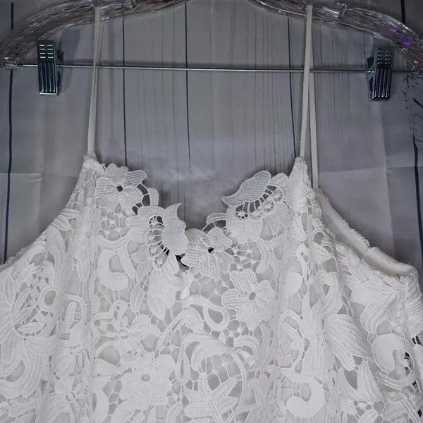Zara Spaghetti strap white floral lace Boho cottagecore summer vacation dress - Image 2