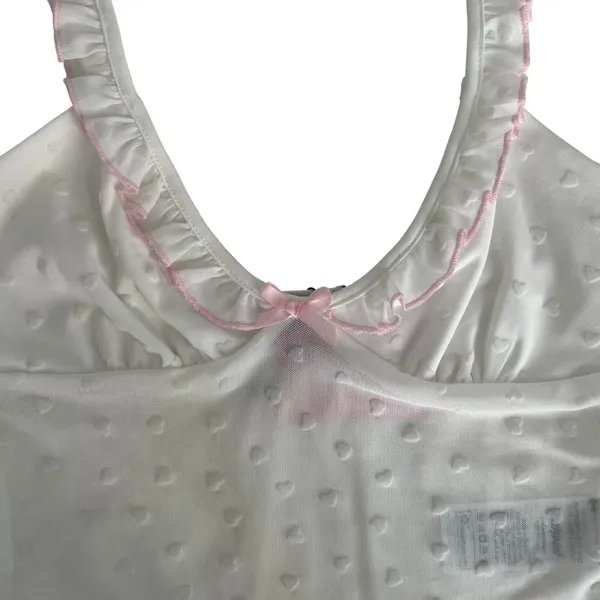 Edikted Y2K Babydoll Sheer Camisole Top Size XS Ruffle Bow Coquette Feminine - Image 3