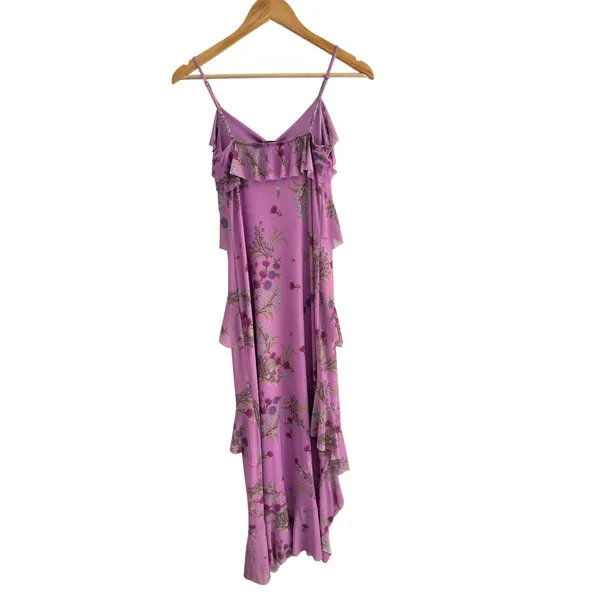 Steve Madden Aida Purple Floral Ruffle High Low Midi Dress XS NWT Wedding Guest - Image 4