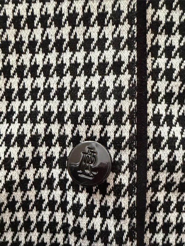Lauren Ralph Lauren Black and White Houndstooth Pencil Skirt with Side Buttons - Image 5
