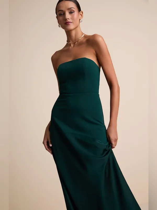 Lulus Compelling Style Emerald Strapless A-Line Maxi Dress Size Large NWT Formal - Image 4