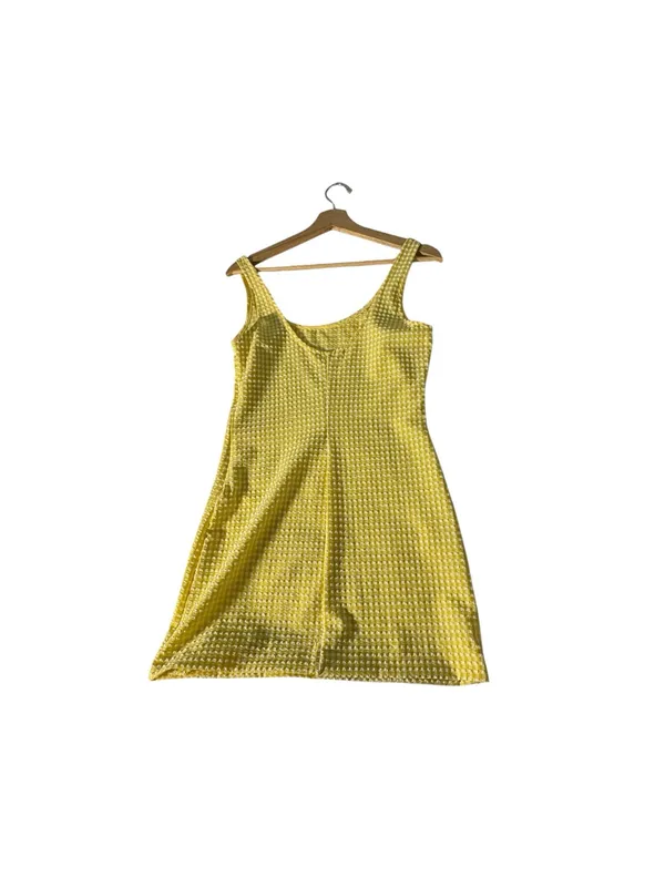 Urban Outfitters Mary Gingham Mini Dress S Yellow Textured Cottagecore Sundress - Image 6