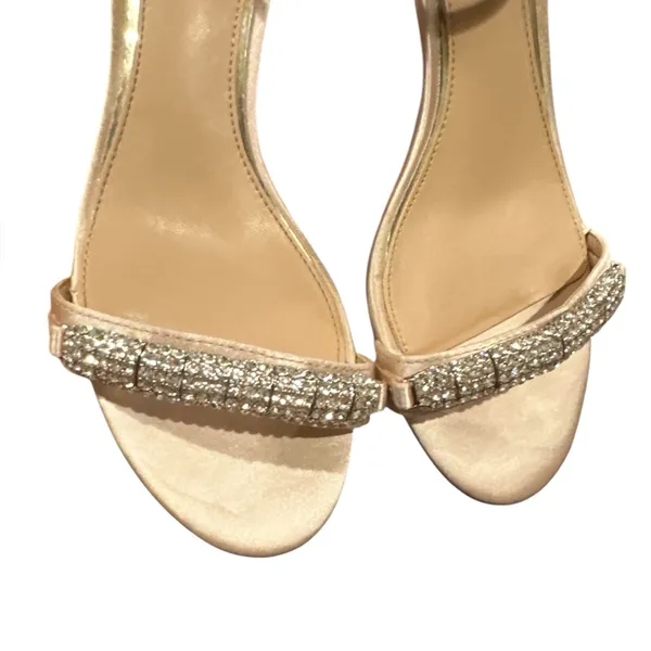 Badley Mischka Jewel Ramsey Open Toe Block Heel Satin Evening Bridal Shoes 8 - Image 8