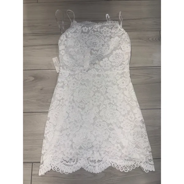 For Love & Lemons White Floral Lace Mini Dress Spaghetti Strap NWT Size Small - Image 3