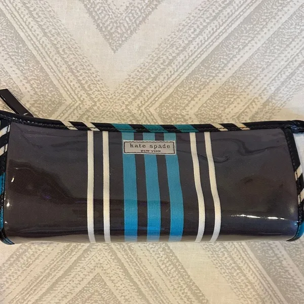 Kate Spade Blue and Green Polka Dot & Brown Striped Cosmetic Bags Set of Two - Image 6