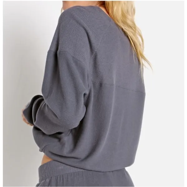 Eberjey - Cozy Time Combo Sweatshirt in Gunmetal Grey - Image 3