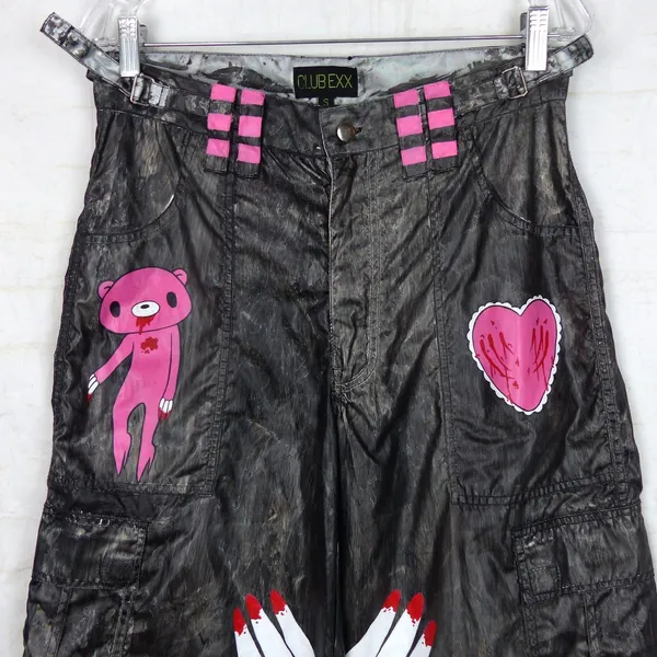 Club Exx Dolls Kill Convertible Cargo Pants S DIY Hand Painted Goth Cyber Rave - Image 5