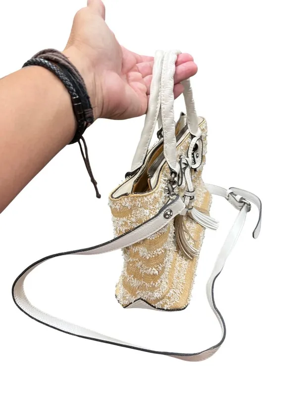 Patricia Nash Angela wms leather tan white tasseled hand shoulder bag SKU 10-759 - Image 2