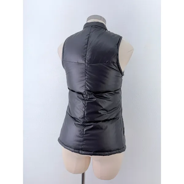 Elizabeth and James Black Down Puffer Vest Quilted Asymmetrical Small - Image 3
